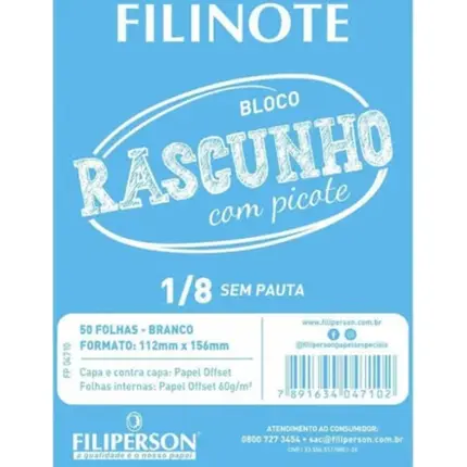 BLOCO SEM PAUTA COM PICOTE 112X156MM C/50 FILINOTE