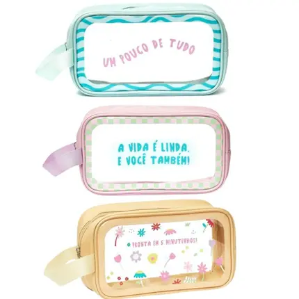 NECESSAIRE RETANGULAR TRANSPARENTE QUALIS
