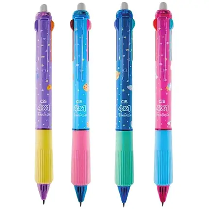 CANETA 4 CORES GEL APAGAVEL FANTASIA CIS